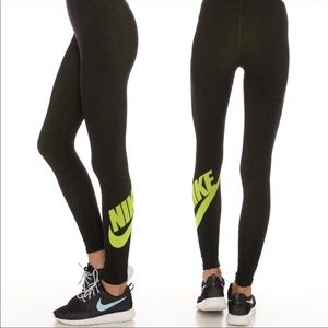 Nike neon green soft workout leggings  with logo